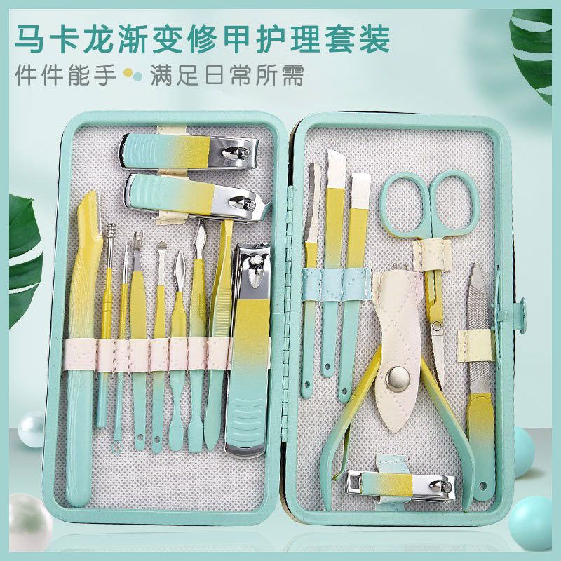 Gradient stainless steel nail clipper set - wholesale nail clippers, nail scissors, manicure & grooming tool kit