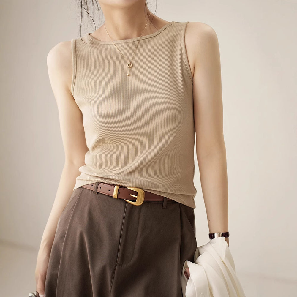 cross-border  spring/summer pure cotton tank top - off-the-shoulder halter neck slimming sleeveless undershirt camisole top for women