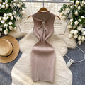Goddess style elegantcut out twist tube top sleeveless knittingdress women's summer silm slimming look hot girl hip cover skirt