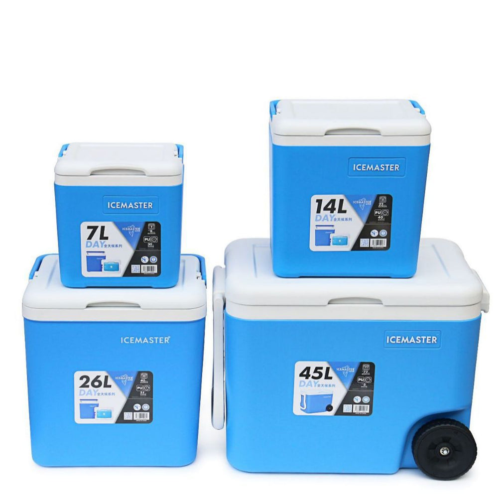 45l outdoor insulated cooler with wheels and handle - portable, large capacity food cooler for keeping food cold and fresh