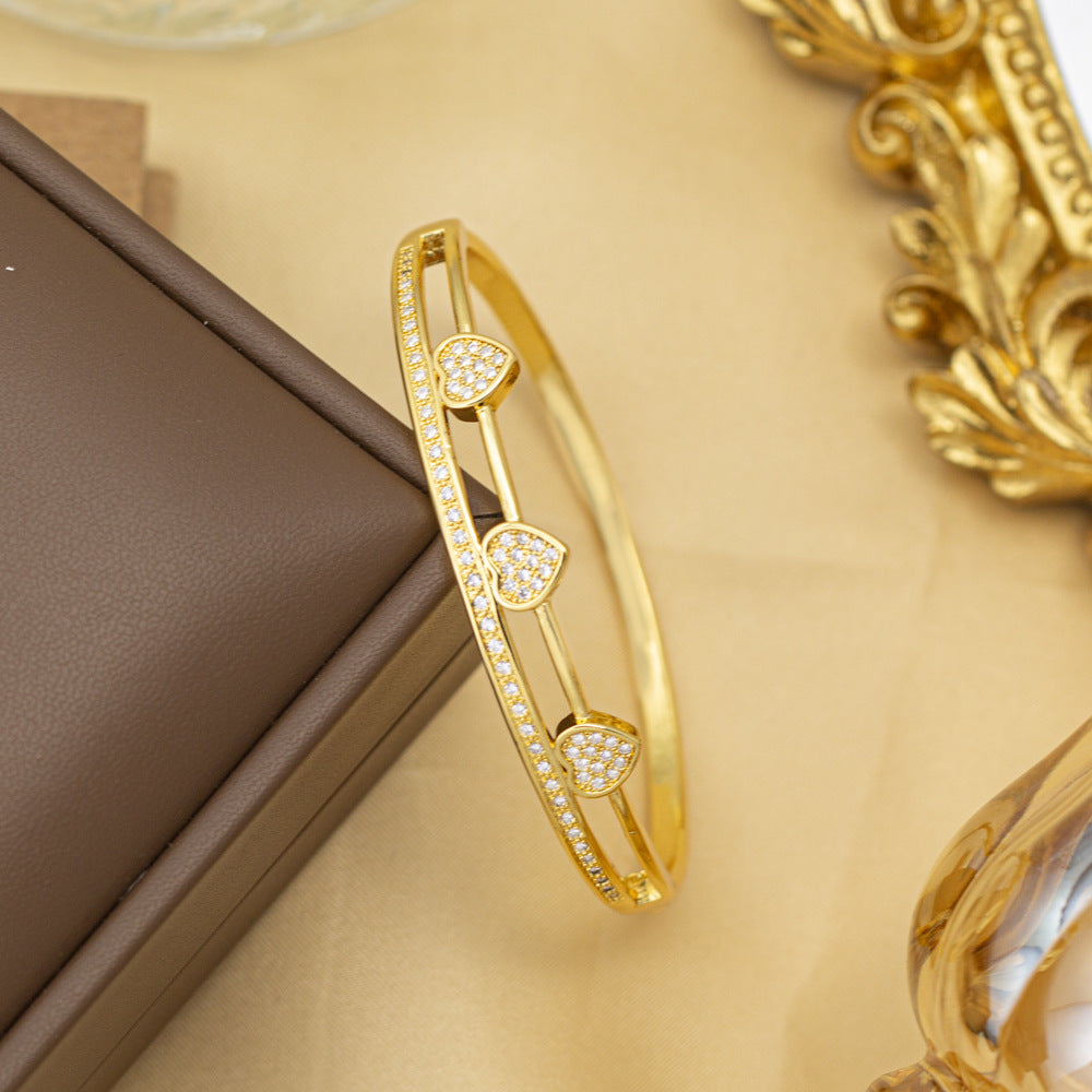 Bracelet female titanium steel fashion non-fading copper inlaid zirconium bracelet niche high-end fashion elegant jewelry wholesale hand jewelry