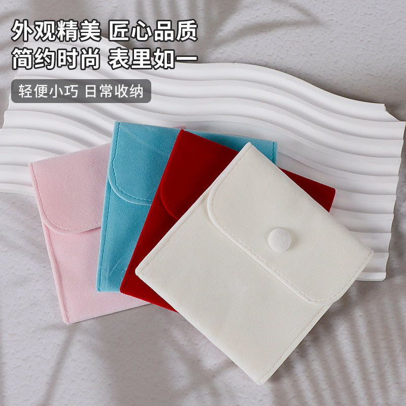 Velvet jewelry snap pouch - double-sided fleece bracelet snap bag with flap, anti-oxidation, wholesale jewelry packaging bags