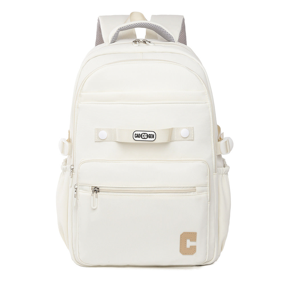 New solid color versatile student schoolbag large capacity backpack junior high school student computer backpack leisure travel