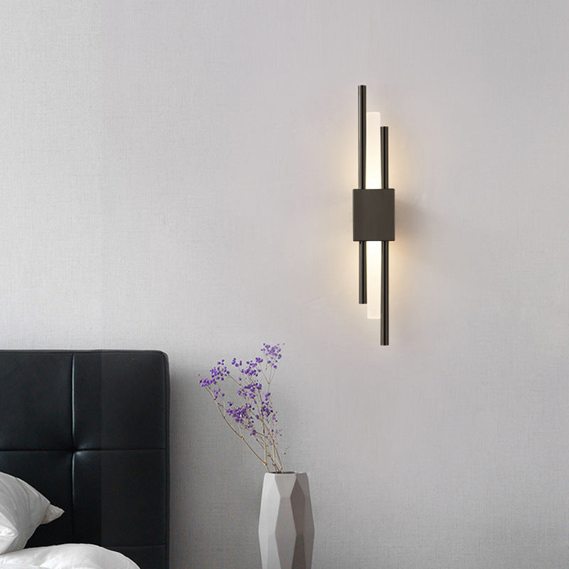 Italian normcore double pole long frosted soft light strip house staircase entrance living room background wall normcore linear wall lamp