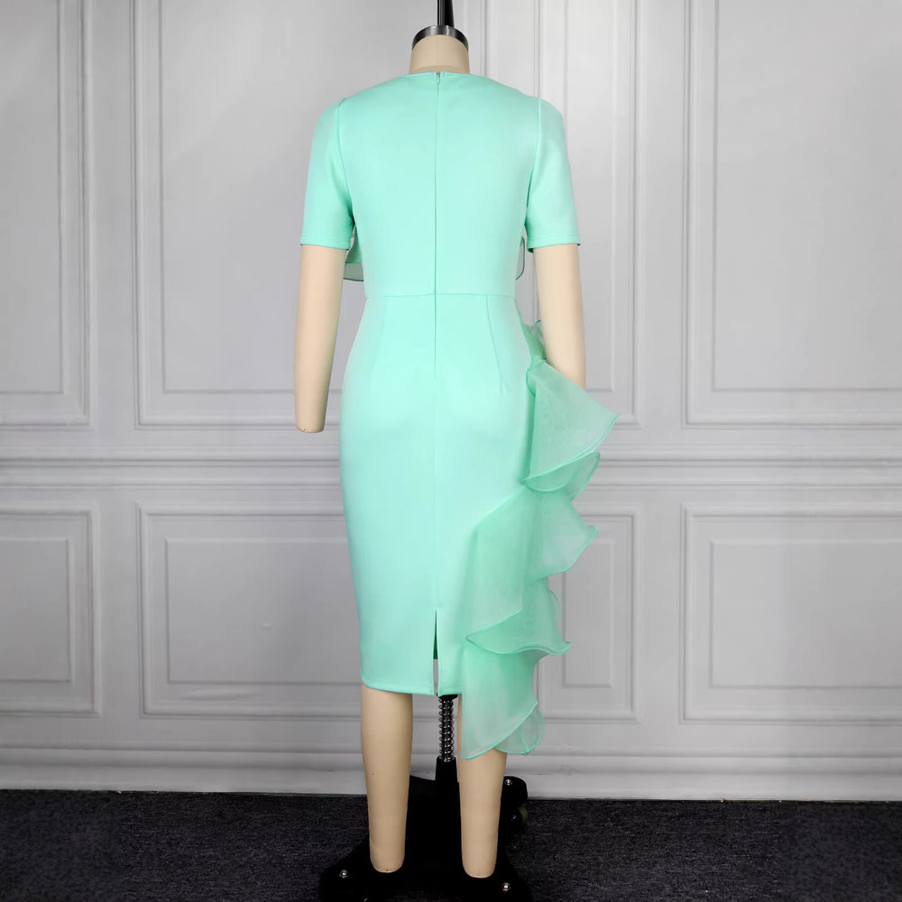 ruffleselegantelegance hip-hugging dress high waist mint green hip-hugging party evening dress dress