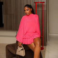 European and american cross-border women's fashion:  summer new collection - chic and elegant tie-back backless blouse with asymmetrical midi skirt set