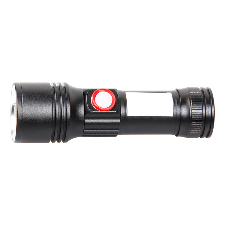 Cross-border new XHP50 strong light USB charging magnetic side light COB warning red, blue and white retractable LED flashlight