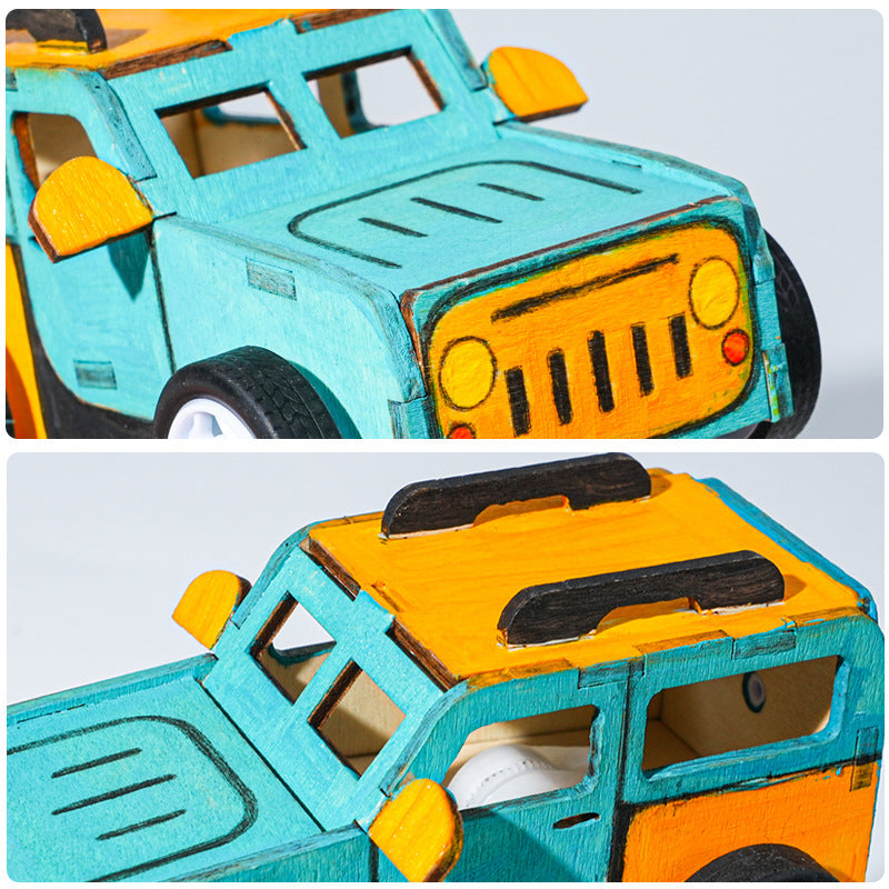Pull back car handmade DIY technology small production children maker invention science experiment material package STEAM education meow