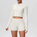 Cloud-feel outerwear short zip-up jacket with butt-lifting pocket shorts, a form-fitting activewear yoga set for women, perfect for running and fitness