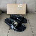 Spain 2025 spring/summer new women's one-strap sandals & slippers - versatile leather buckle detail, casual low heel, flat women's shoes