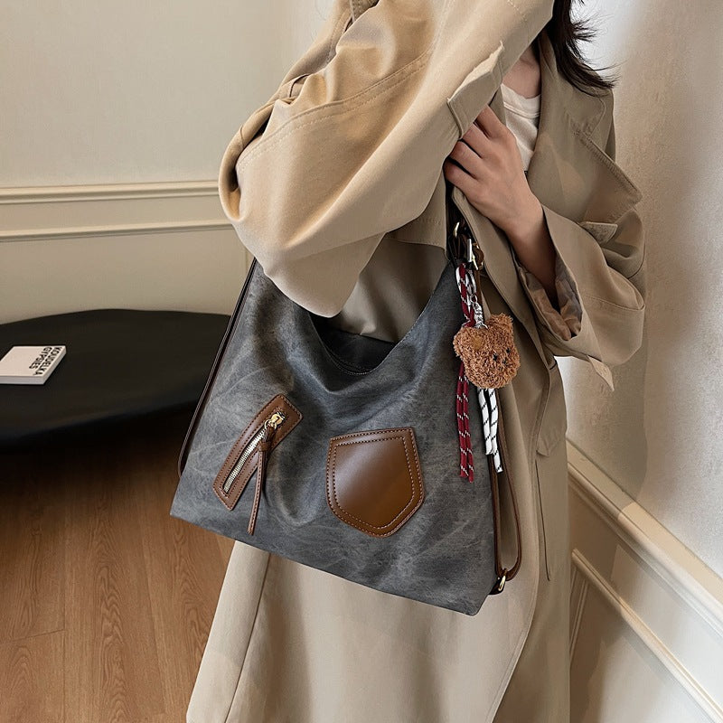 Cross-border high-end retro messenger bag women's 2025 autumn and winter casual versatile single shoulder large-capacity commuter tote bag