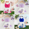 cross-border exclusive: baby girl summer dress set - blue bow suspender top + butterfly print skirt