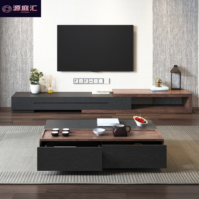 Modern home light luxury black tv cabinet small apartment new style coffee table high-end living room tv stand