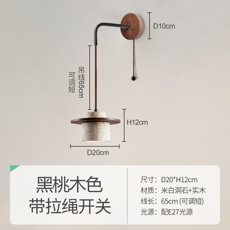 Yellow travertine bedroom bedside chandelier Japanese wabi-sabi retro restaurant chandelier designer homestay restaurant chandelier