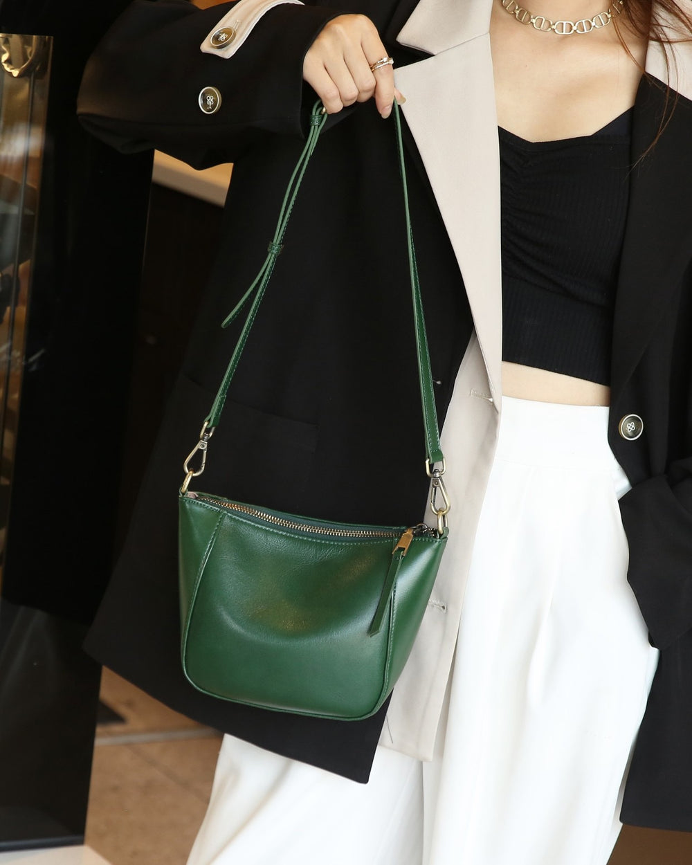 Genuine leather bag women's 2024 spring and summer new arrivalclassy niche small toe first layer cowhide women's bag shoulder crossbody bag