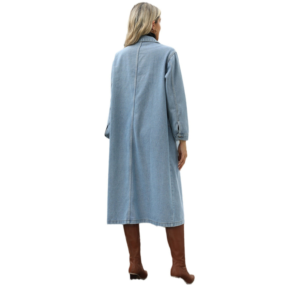 European and american cross-border e-commerce women's autumn new arrivals:  independent store washed denim casual longline jacket top