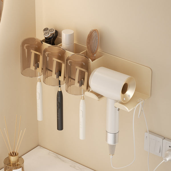 Cream wind toothbrush shelf No punching, bathroom wall wall-mounted electric tooth cup, mouthwash cup, hair dryer shelf