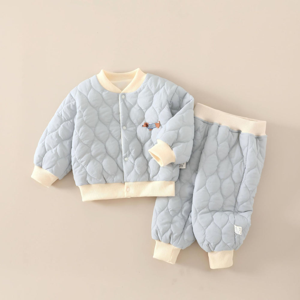 Babibele cotton-padded outfit set: quilted, two-piece, baby & toddler padded set - thickened cotton pants and outerwear top for autumn and winter