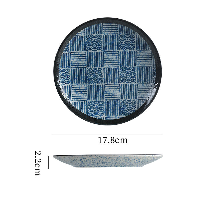 Japanese-style ceramic dinner plates - shallow plates, flat plates, western dinnerware, high-end hotel tableware, steak plates, retro & stylish serving dishes