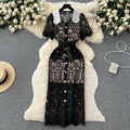 Luxury lace dress for women - summer crochet embroidery, unique and chic design, exuding a sophisticated and elegant aura