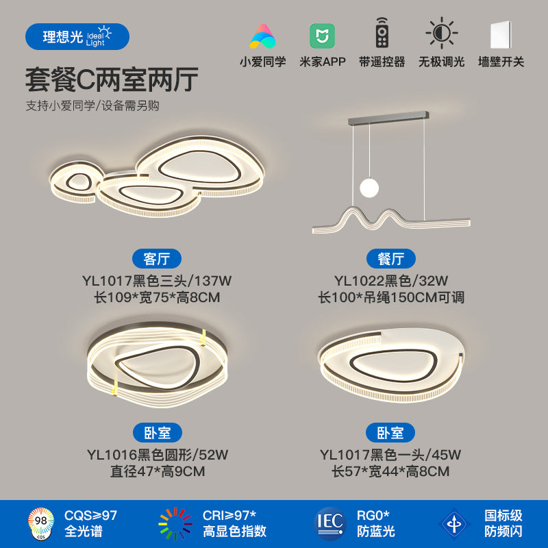 Living room ceiling light modern simple atmosphere creative pebble shape full spectrum lighting whole house package combination