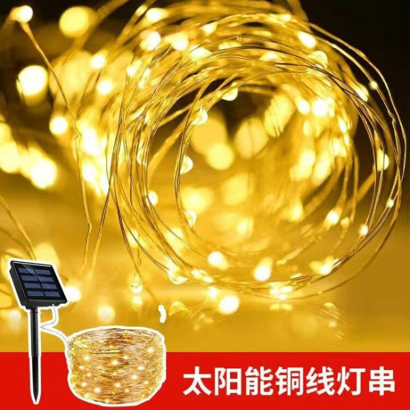 LED solar copper wire light flashing light courtyard outdoor waterproof hanging tree decorative light festival garden balcony atmosphere light