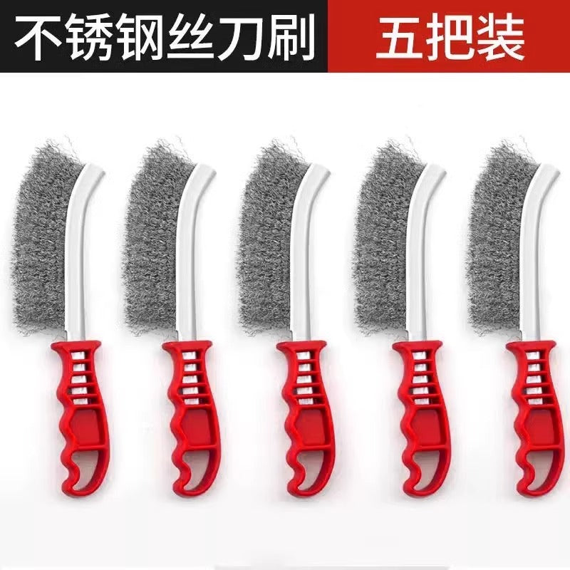Wire brush knife brush stainless steel wire knife brush copper plated wire brush rust removal gap plastic handle barbecue iron brush cleaning brush