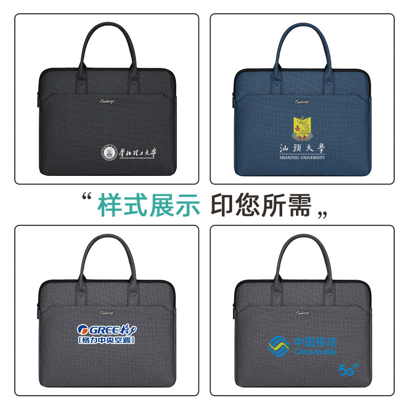 Large capacity zippered business briefcase - waterproof, stylish laptop bag, document organizer for meetings & conferences - custom logo available