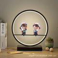 Black and white round table lamp - bedroom bedside lamp - creative cartoon doll - wedding gift - remote control dimming touch lamp