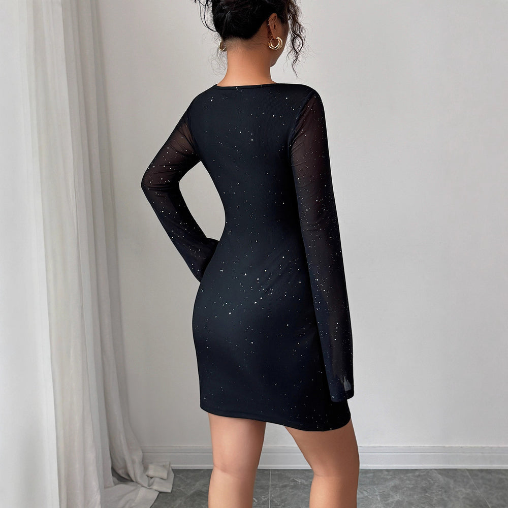 european and american minimalist chic shawl long sleeve mini dress women's clothing  autumn/winter  independent website