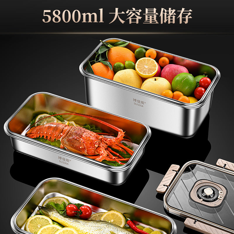304 stainless steel crisper large capacity fruit bento box with lid food grade sealed refrigerator egg storage box