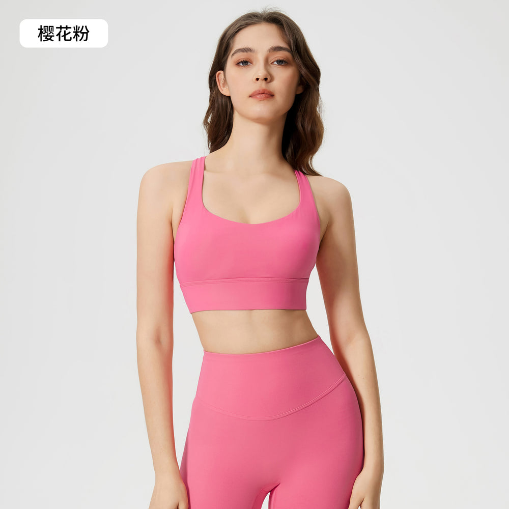 new arrival fitness sports intimates women's high-strength cross back bubble wrap push-up sports bra s2010