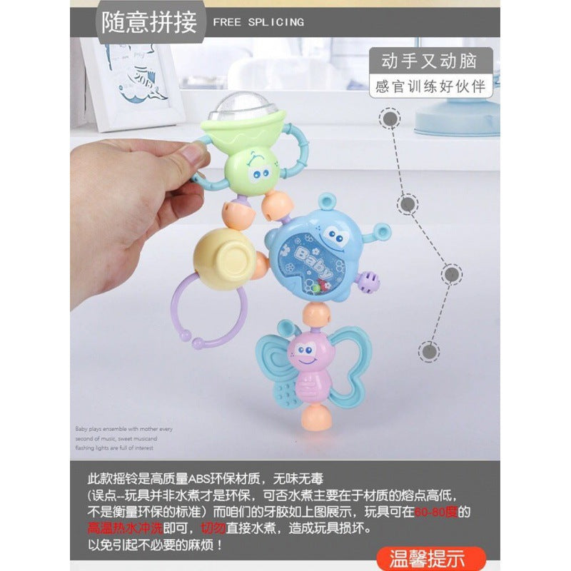 Cross-border South East Asia Baby Hand Rattle Toy Storage Box Baby Coaxing Artifact Sand Hammer Educational Teeth Biting Tooth Glue Ball Set