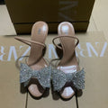 Za women's shoes 2025 new arrivals: versatile bow-tie round toe high heels, stiletto heels, slingback sandals with sequin detail
