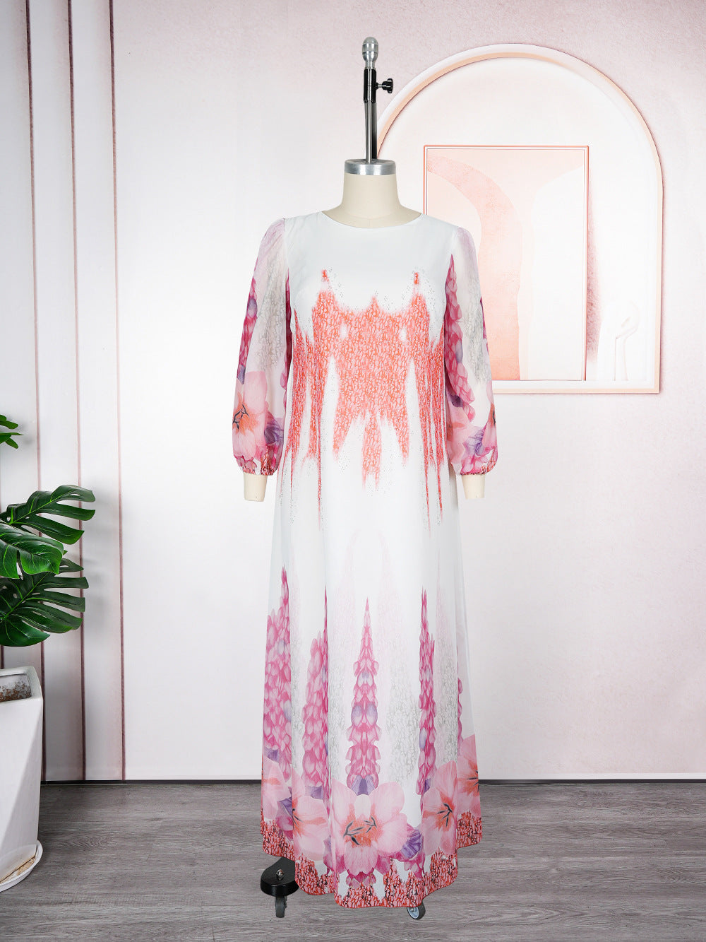 printed chiffon maxi dress  dress plus size women's fashion european and american style