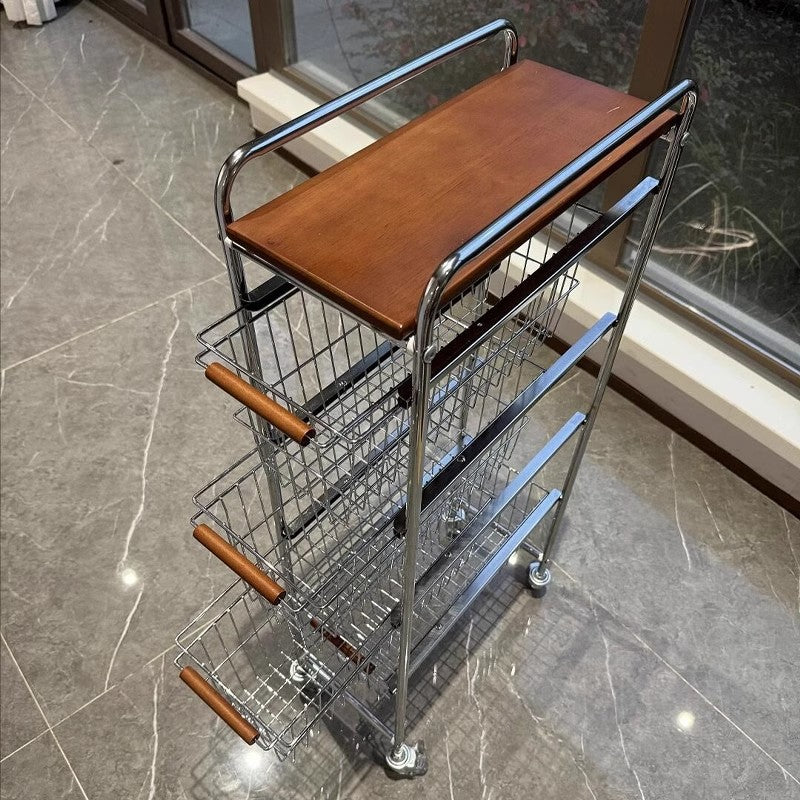 Narrow gap cart - minimalist, light luxury floor storage rack - living room snack organizer - ultra-slim, movable storage for tight spaces