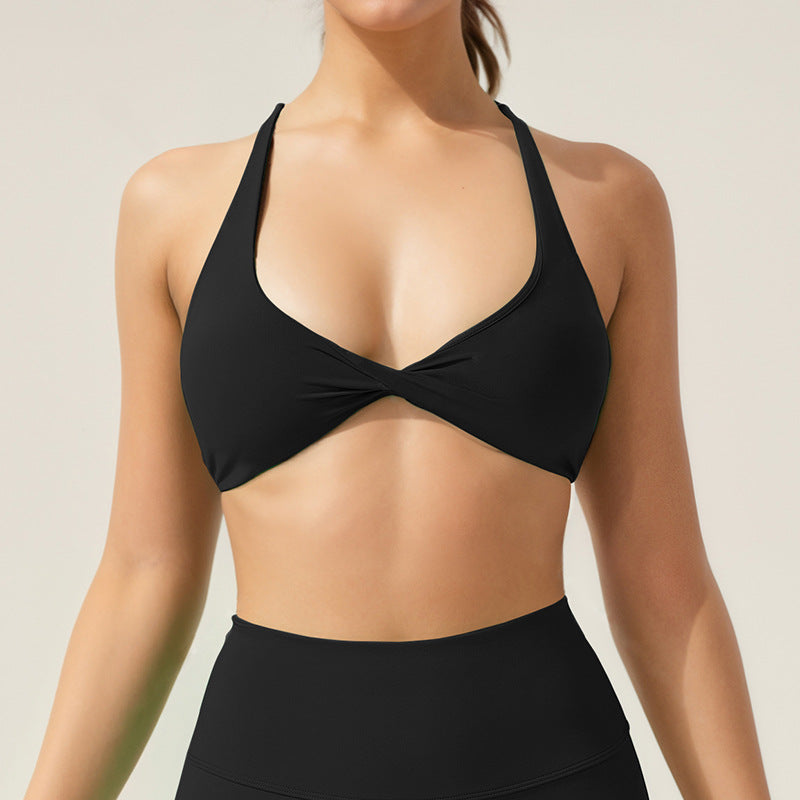 Cross-silm with chest pad fitness wear running sports beautiful back yoga wide-leg pants training dance yoga wear suit