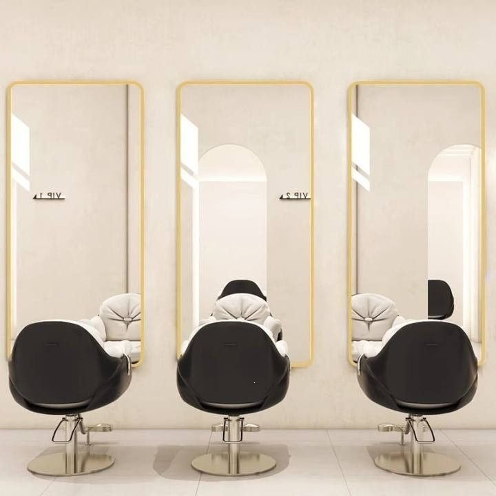 Influencer-approved hair salon mirror - barber shop styling mirror - minimalist, drill-free wall mount - professional salon mirror