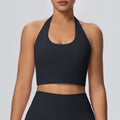 Cloud-feel halter neck backless yoga tank top - all-in-one sports bra with built-in padding, shockproof running fitness bra