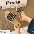 Summer new arrival: faux straw flat sandals - bohemian style lightweight beach slippers - women's sandals in stock