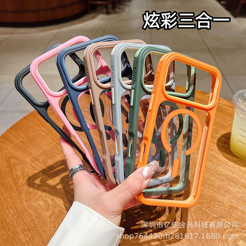Cool three-in-one magnetic anti-slip edge strip suitable for iphone 17promax mobile phone case apple 11 anti-fall case 13