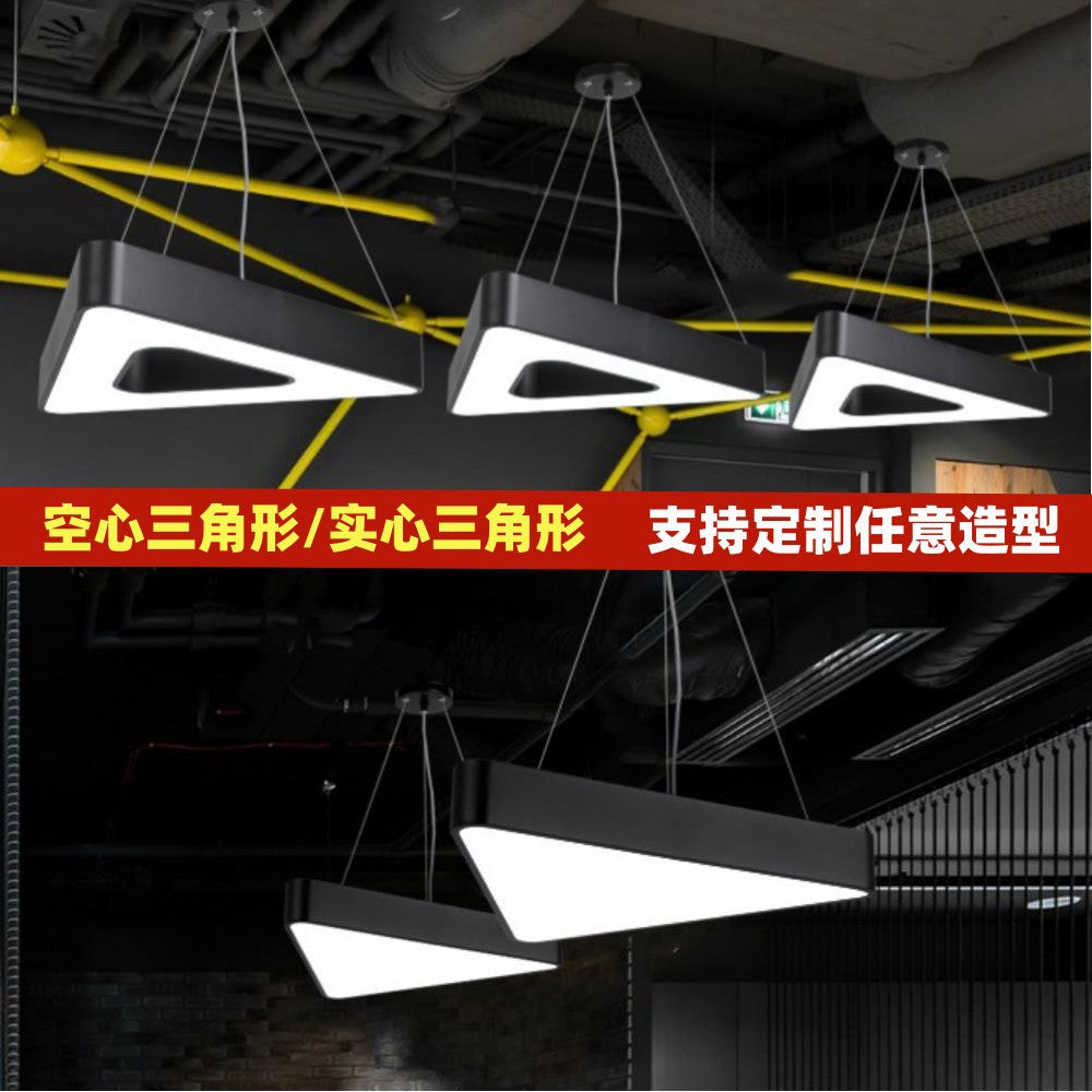 Triangle chandelier LED modeling light creative office gym light Internet cafe shopping mall supermarket industrial wind lamp