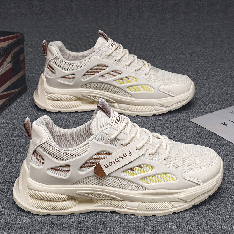 2025 spring new men's breathable mesh sneakers - trendy, versatile chunky sole athletic shoes - casual dad shoes