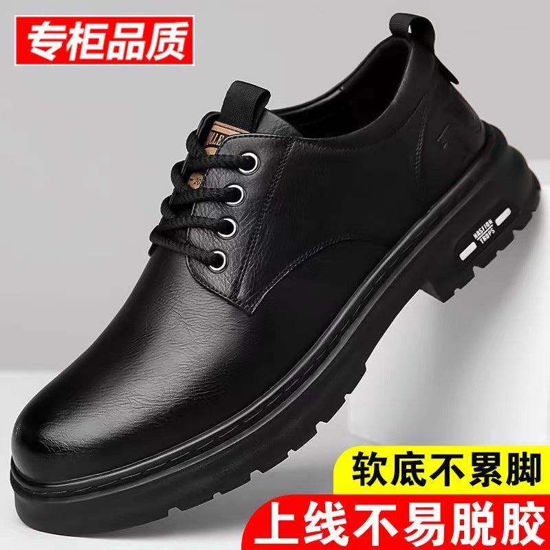 2026 spring/autumn new men's handmade casual leather shoes - vintage work boots style, wide toe, durable lace-up leather shoes for men