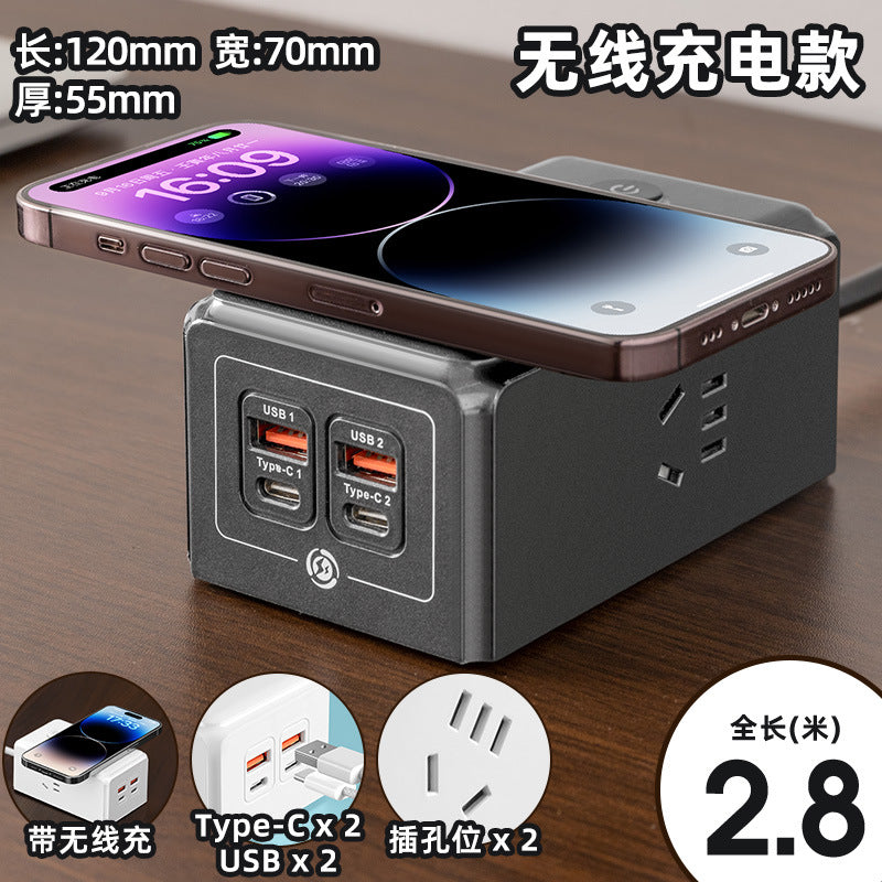 60w wireless phone charging socket panel multifunctional with usb fast charging power strip home dormitory power strip