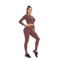 Factory new seamless yoga set: low-cut zipper, peach lift, high-waisted, body-hugging activewear for women