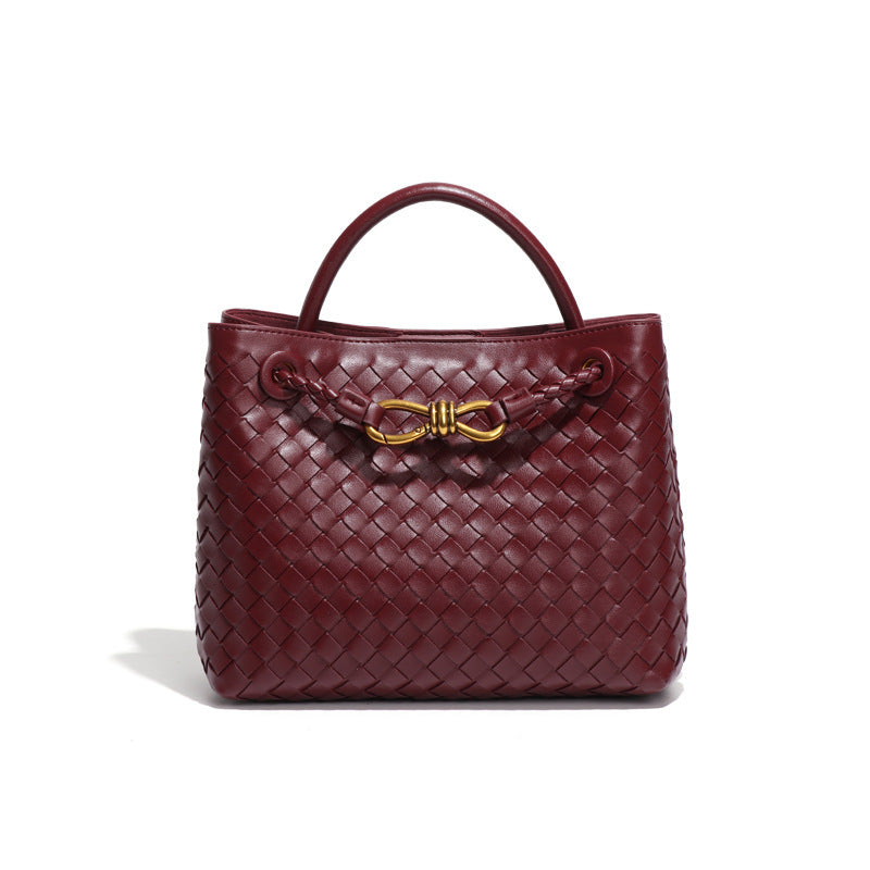high-quality textured large-capacity handbag, hand-woven bag, personalized simple shoulder messenger women's bag