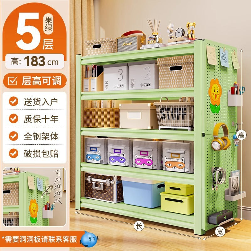 Household shelf storage rack floor-standing multi-layer bookshelf perforated board storage sundries express storage rack supermarket display rack