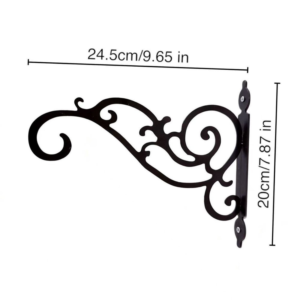 European-style wall-mounted iron flower basket, wall decor hanging basket, flower rack, hanging plant stand, living room balcony green plant ornament, black