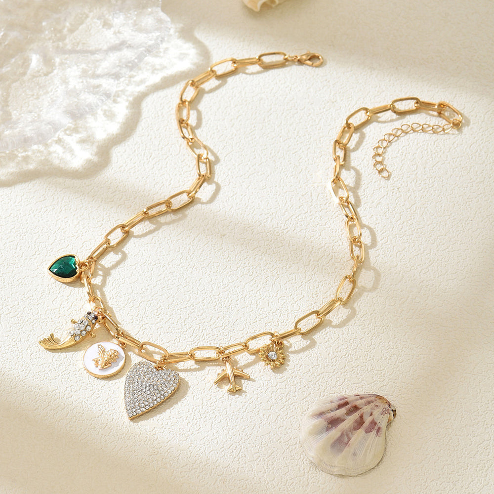 Wholesale heart necklaces: european & american cross-border fashion jewelry, unique & affordable luxury, high-end floral gemstone accessories, choker necklaces